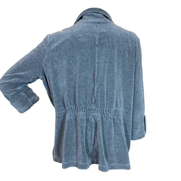Charter Club Luxe Velour Track Jacket Gathered Waist Sz L Gray #343G - Picture 6 of 8
